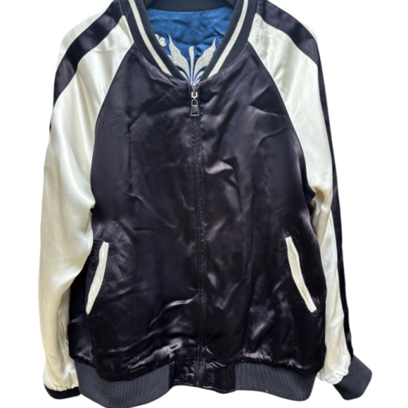 Zara Reversible Peacock Embroidered Satin Bomber Jacket Size Medium - Picture 11 of 13